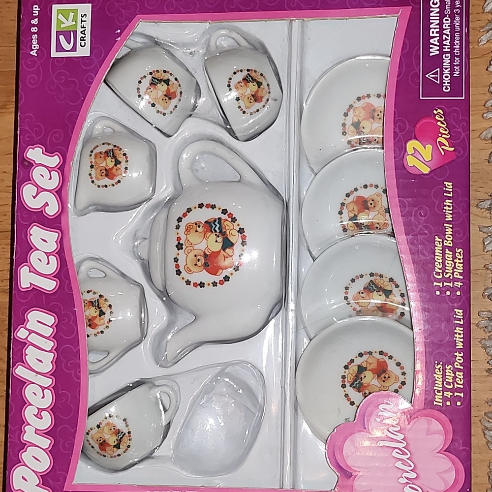 Porcelain Tea Set with Bear Design